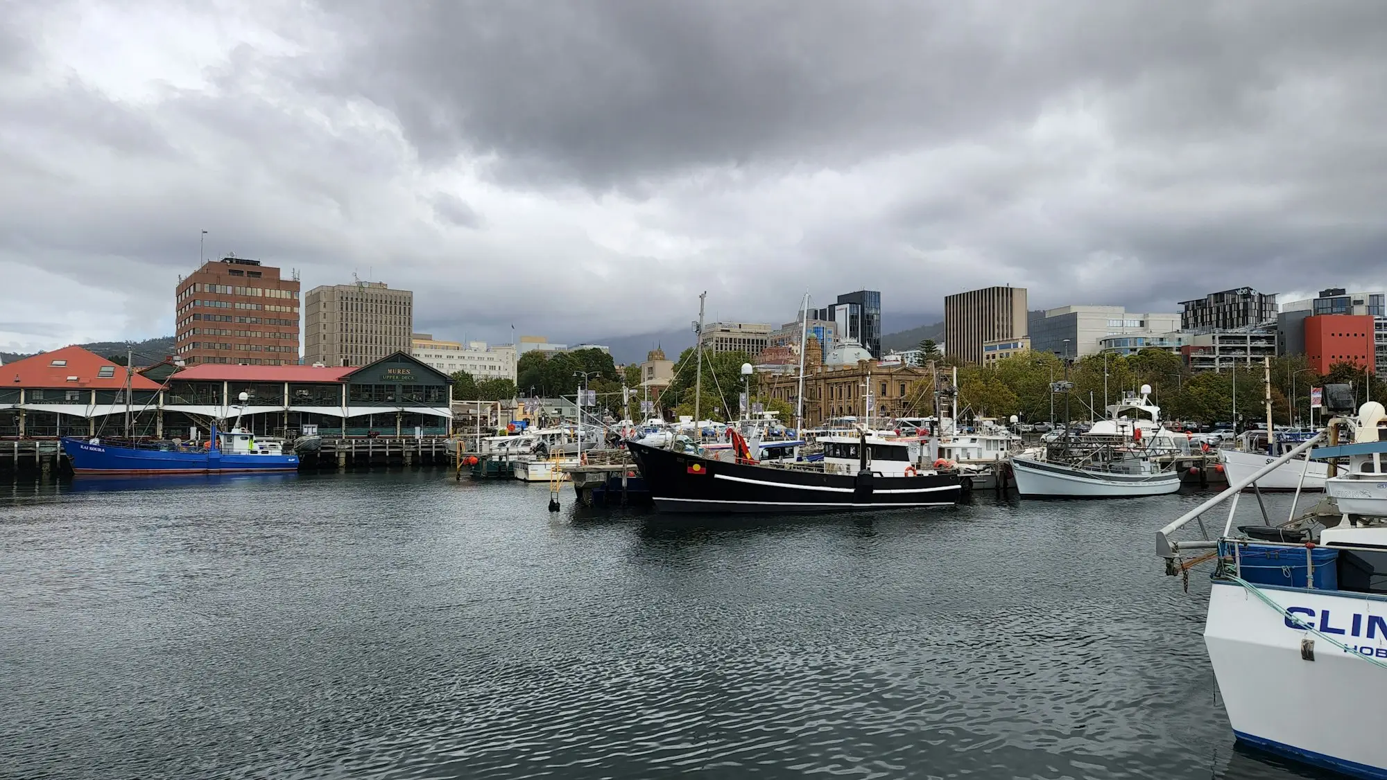 Boats at the Hobart waterfront near Salamanca