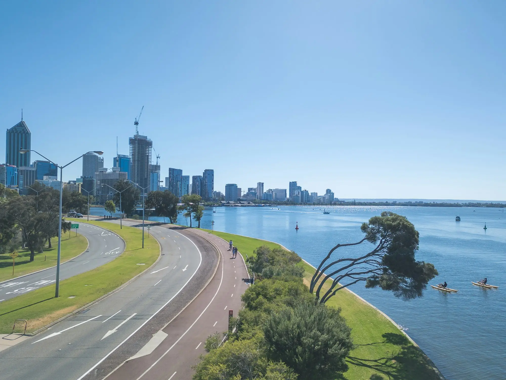 Perth CBD skyline across the Swan River